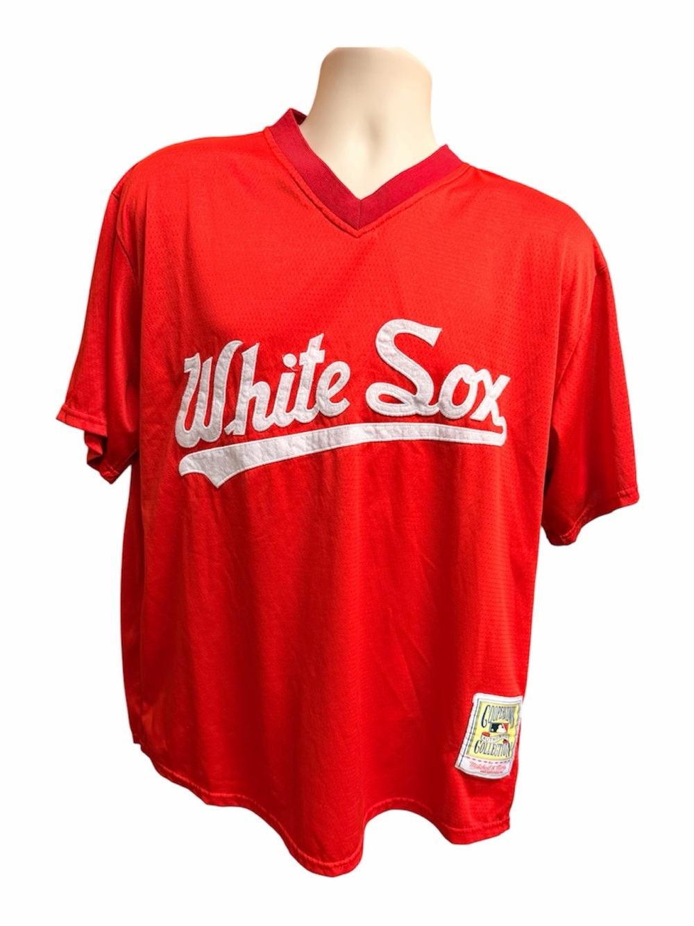 Mitchell & Ness Red White Sox V-Neck Jersey